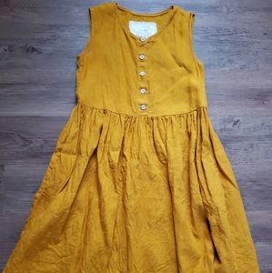 Not Perfect Linen Mama midi linen dress Saffron XS